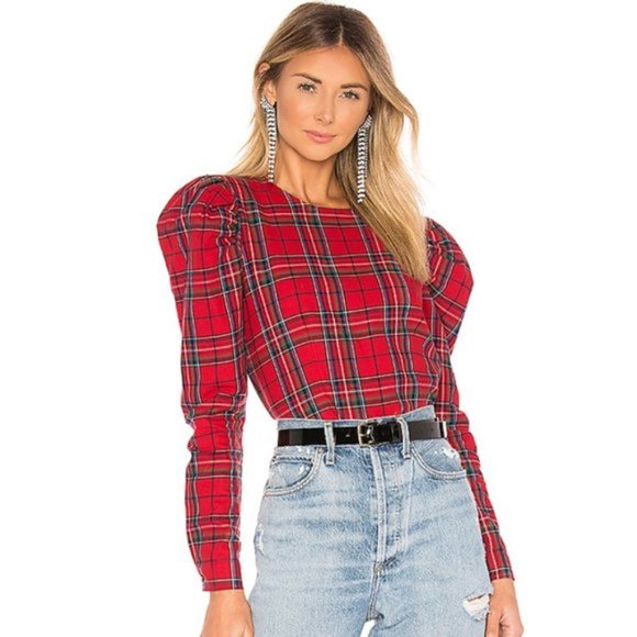 L'Academie Tops - L' academie Red Plaid Elenora Top S New Tags